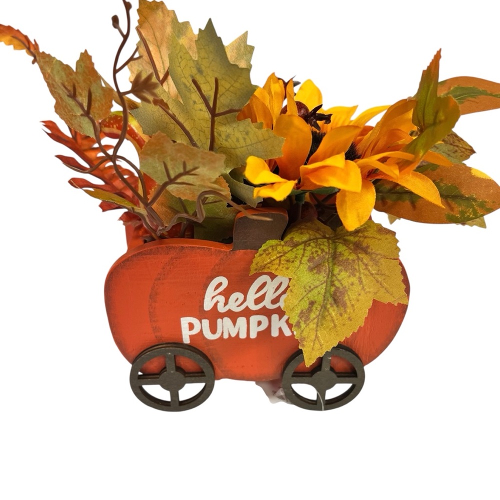 Evergreen Harvest Artificial Floral Wagon Décor "Hello Pumpkin"